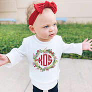 baby girl holiday wreath crewneck sweatshirt