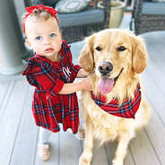 girls holiday dress with matching dog bandana