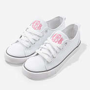 Monogrammed Youth Sneakers in White