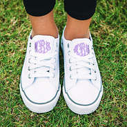 youth monogrammed sneakers in grass