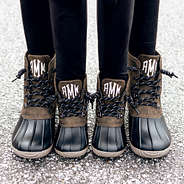 mom and me dark brown duck boots