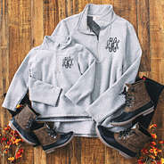 matching pullover outfits with dark brown duck boots