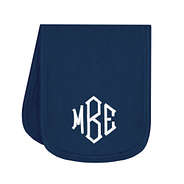 navy monogrammed baby terry burp cloth