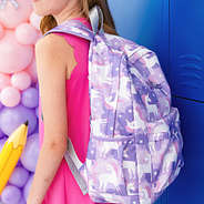 pastel unicorns basic backpack side view