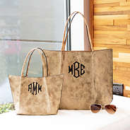 mom and me distressed metallic totes