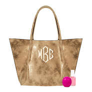 monogrammed kids distresed metallic tote