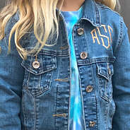 close up of kids personalized denim jacket