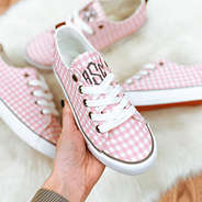 mom and me pink gingham sneakers
