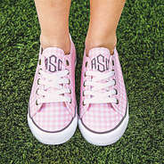 kids gingham sneakers on grass