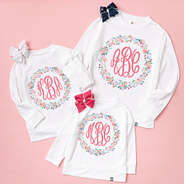 personalized crewneck sweatshirt coral floral kids sizes