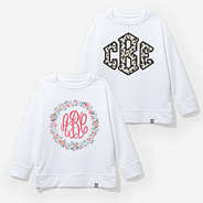 personalized kids crewneck sweatshirt 2025 with coral floral and leopard