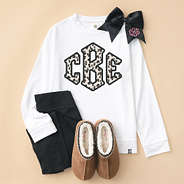 tan leopard personalized kids crewneck sweatshirt ootd