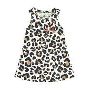 monogrammed kids dress in ivory leopard