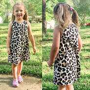 monogrammed girls dress with ivory leopard print