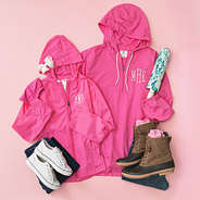 mom and me hot pink monogrammed lightweight rain jackets