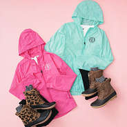 hot pink and mint kids monogrammed lightweight rain jackets
