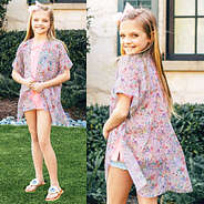 girls floral kimono with shorts
