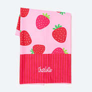 monogrammed beach towel in strawberries