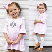 pink & white striped girls dress outfit