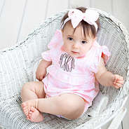 baby girls pink gingham ruffle bubble