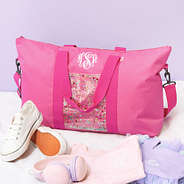 hot pink glitter kids monogrammed weekend bag