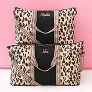 mom and me classic cheetah monogrammed weekend bags