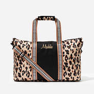 monogrammed kids weekend bag in classic cheetah