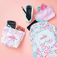 monogrammed wild confetti kids backpack and toiletry bag