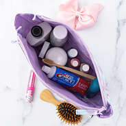 pastel mermaid kids toiletry bag inside shot