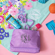 Kids lavender toiletry bag with towel