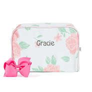 peony canvas toiletry bag with name