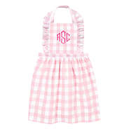 monogrammed kids apron in pink