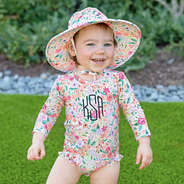 baby coral floral rashguard swimsuit