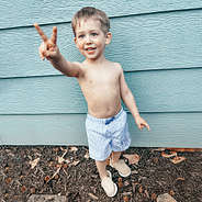 boys monogrammed seersucker swim trunks