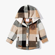 Monogrammed Kids Shacket in Fall Caramel