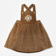 monogrammed kids overall dress in hickory