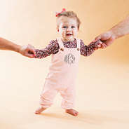 personalized kids pink overalls on baby