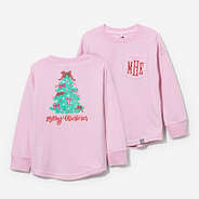 Monogrammed Kids Christmas Tree Shirt in Light Pink