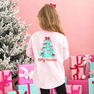 kids christmas tree shirt with bow