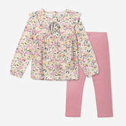 monogrammed kids ruffle set in fall botanical