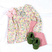 monogrammed girls floral shirt and legging set