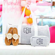 kids monogrammed spring duffel bag and cosmetic case