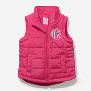 Monogrammed Kids Puffer Vest in Hot Pink