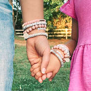 mom and me matching pink bracelet stack