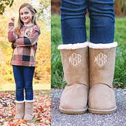 girls tan kids sherpa tie booties outfit