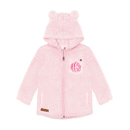 monogrammed toddler sherpa hoodie in pink