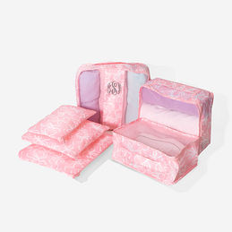 monogrammed youth packing bag set in pink bows