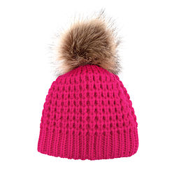 toddler chunky knit beanie in hot pink