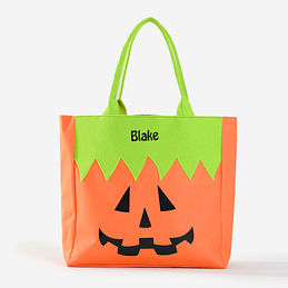 personalized kids halloween bag in pumpkin