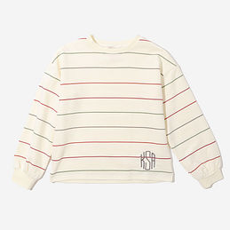 Monogrammed Kids Puff Sleeve Sweatshirt in Autumn Stripes